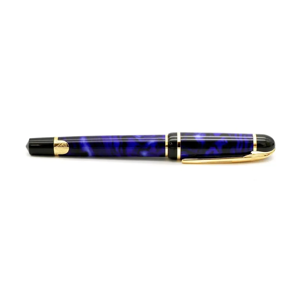 Waterman Phileas  Vintage Fountain Pen Blue Marble Gold Trim W/ Original Box